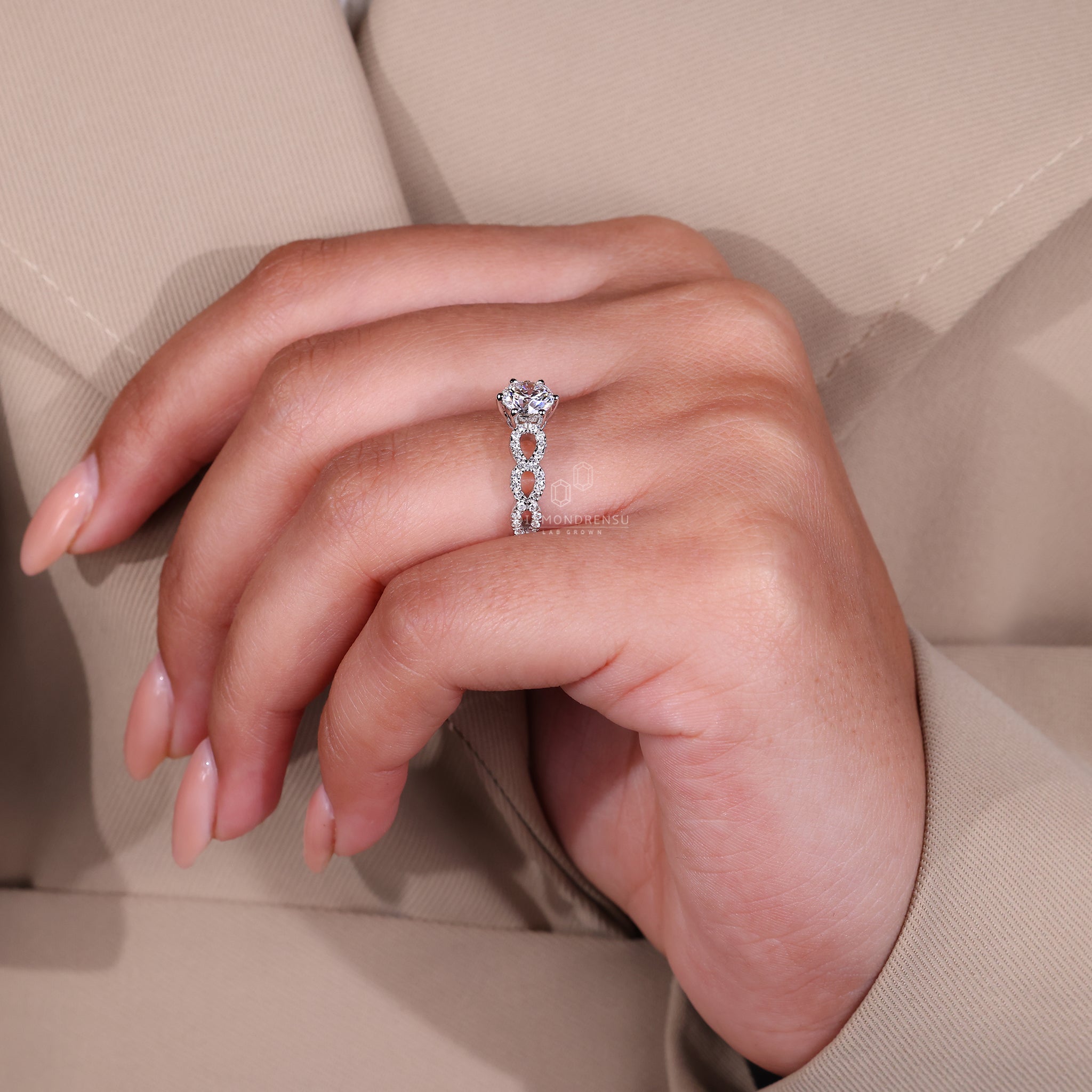 Custom diamond ring handmade with a 6 prong round setting.