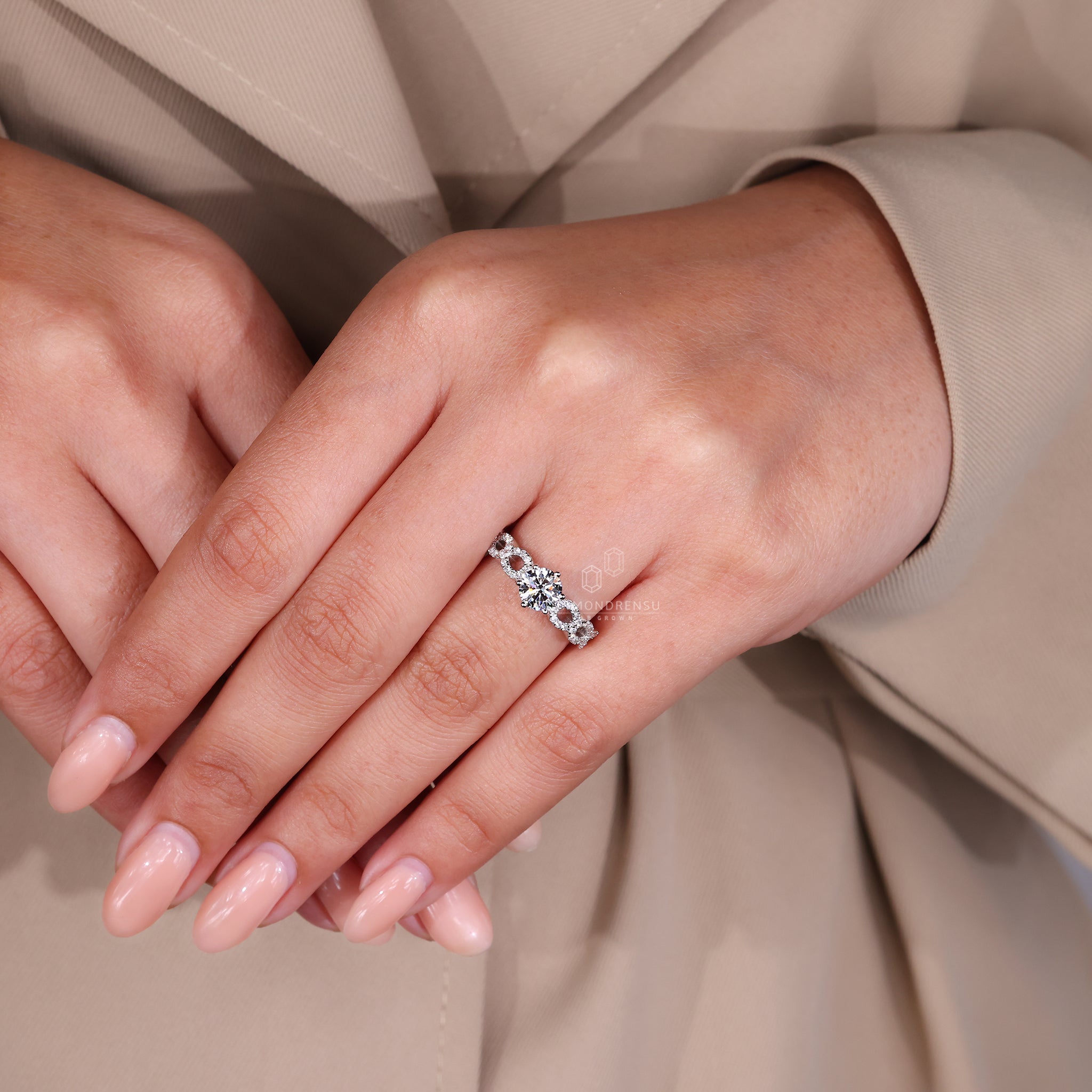 Lab Grown Diamond ring crafted in a unique twisted pave style.