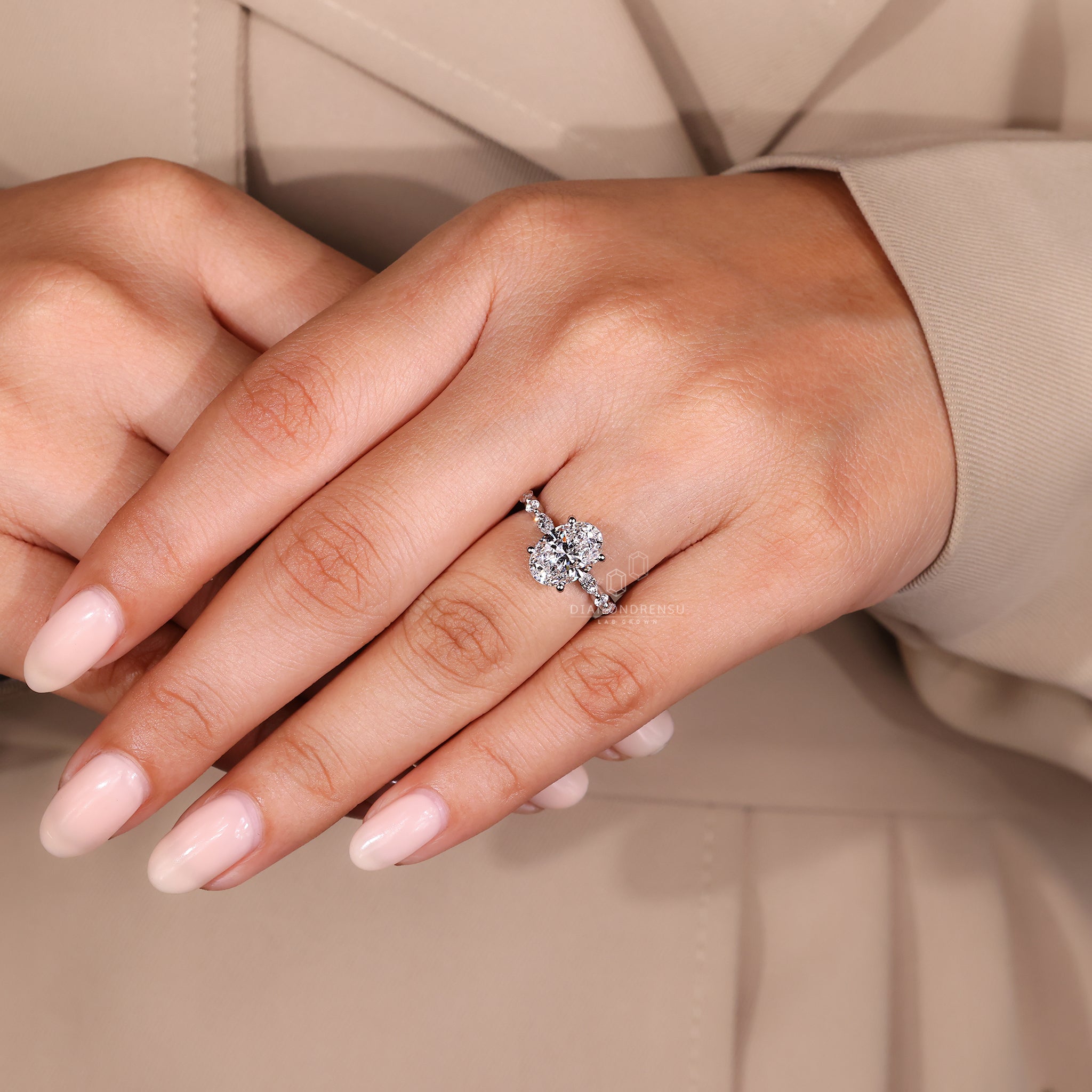 Diamond ring UK with marquise and oval diamonds