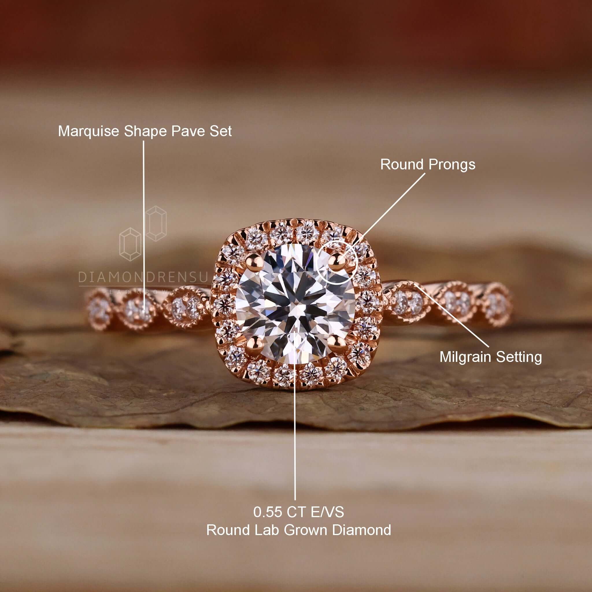 Stunning pave setting ring with a prong setting for UK shoppers.