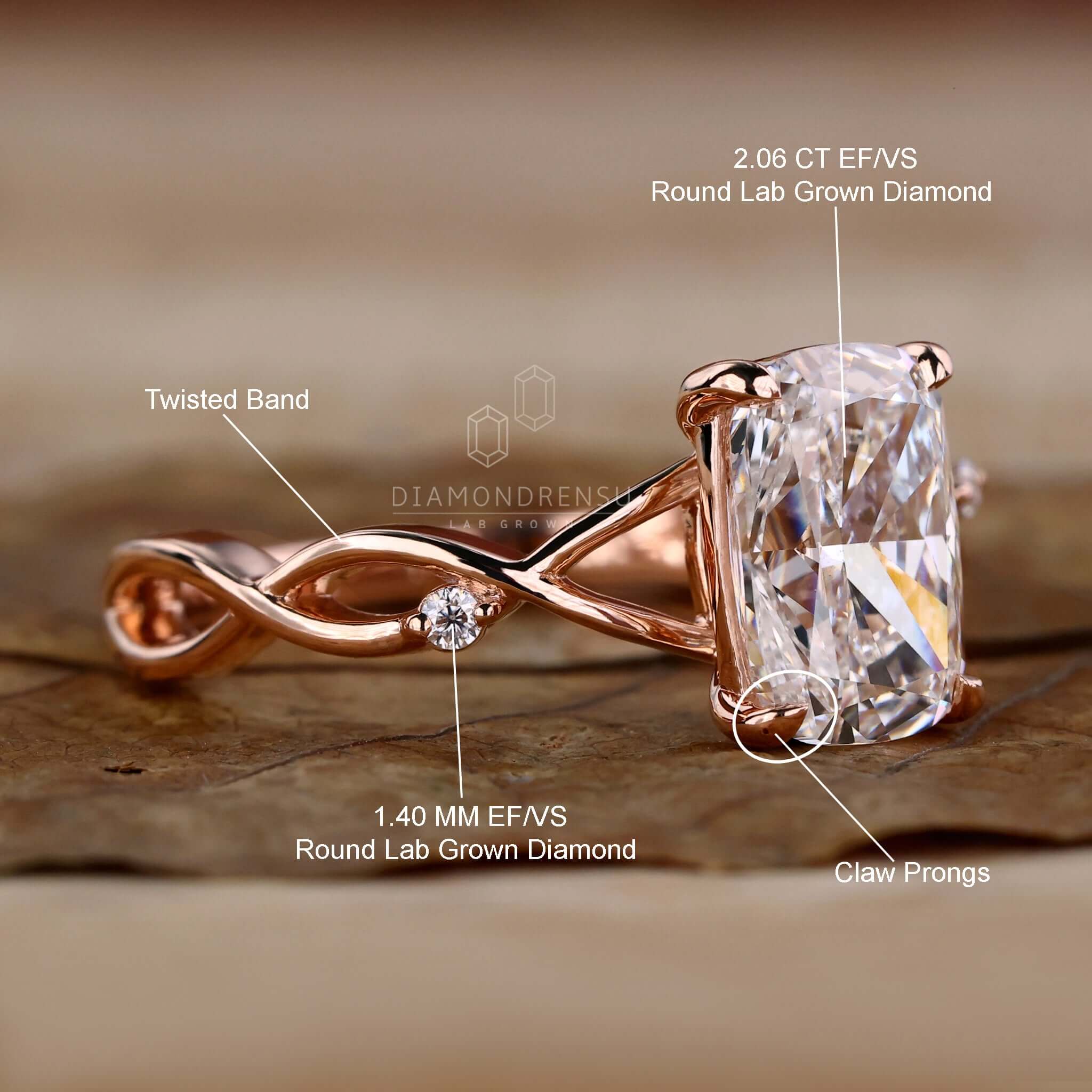Classic claw prong ring with a diamondrensu UK signature design.