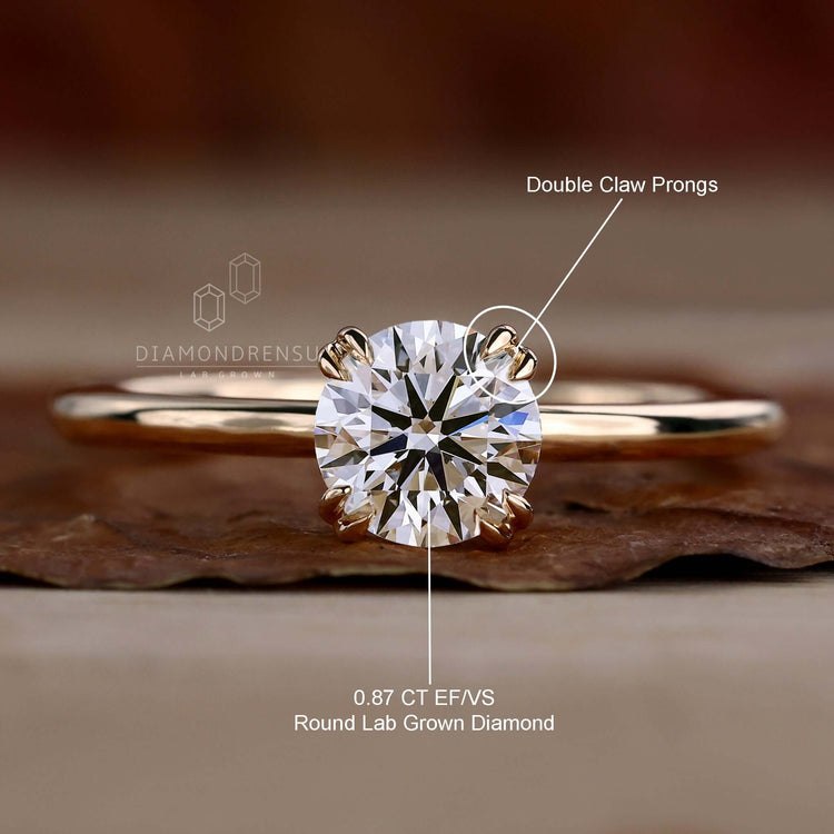 Handmade ring in yellow gold with a solitaire diamond, perfect for a statement piece.