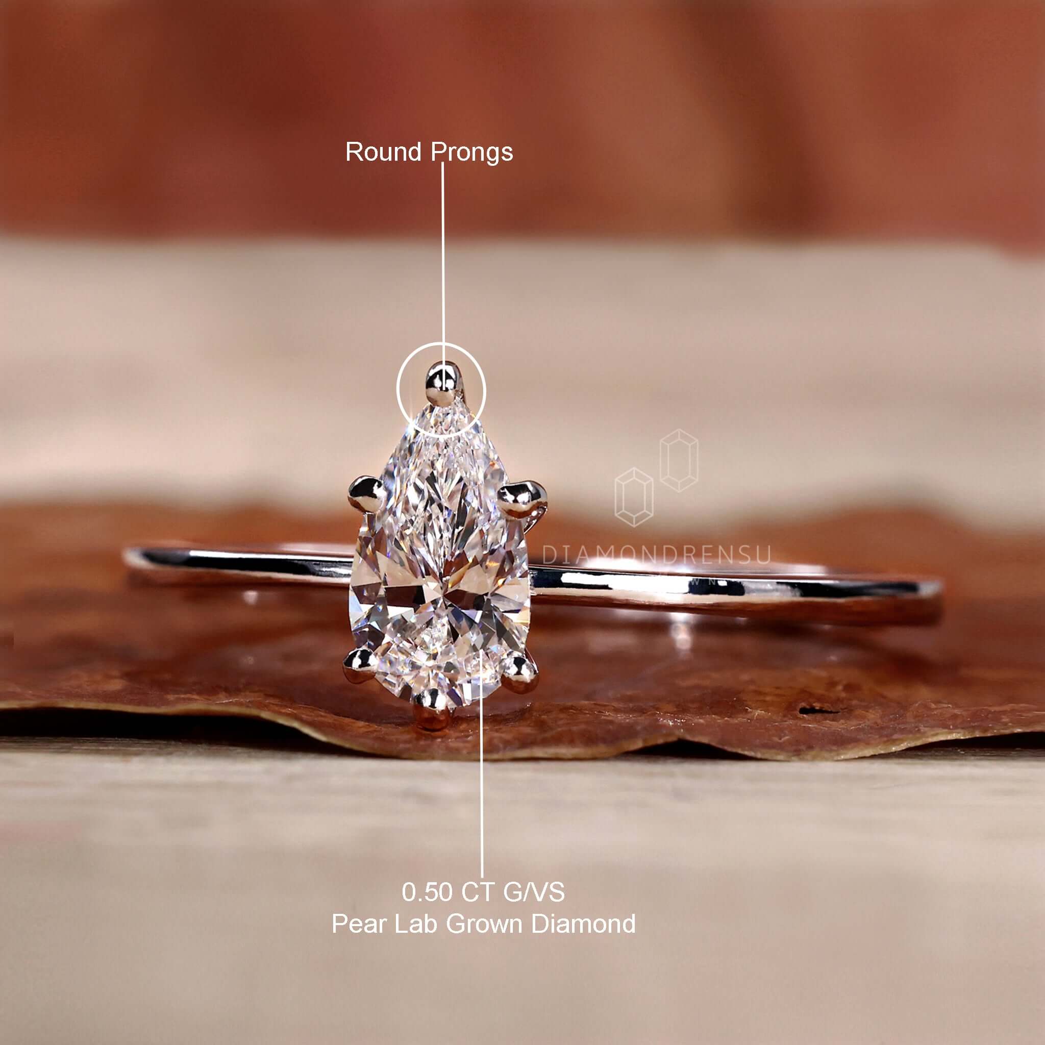 Tear drop ring with intricate handmade jewellery details.