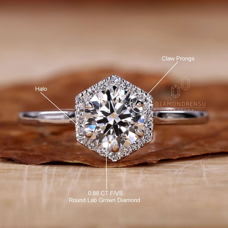 Handmade white gold halo ring for elegant and timeless wear.