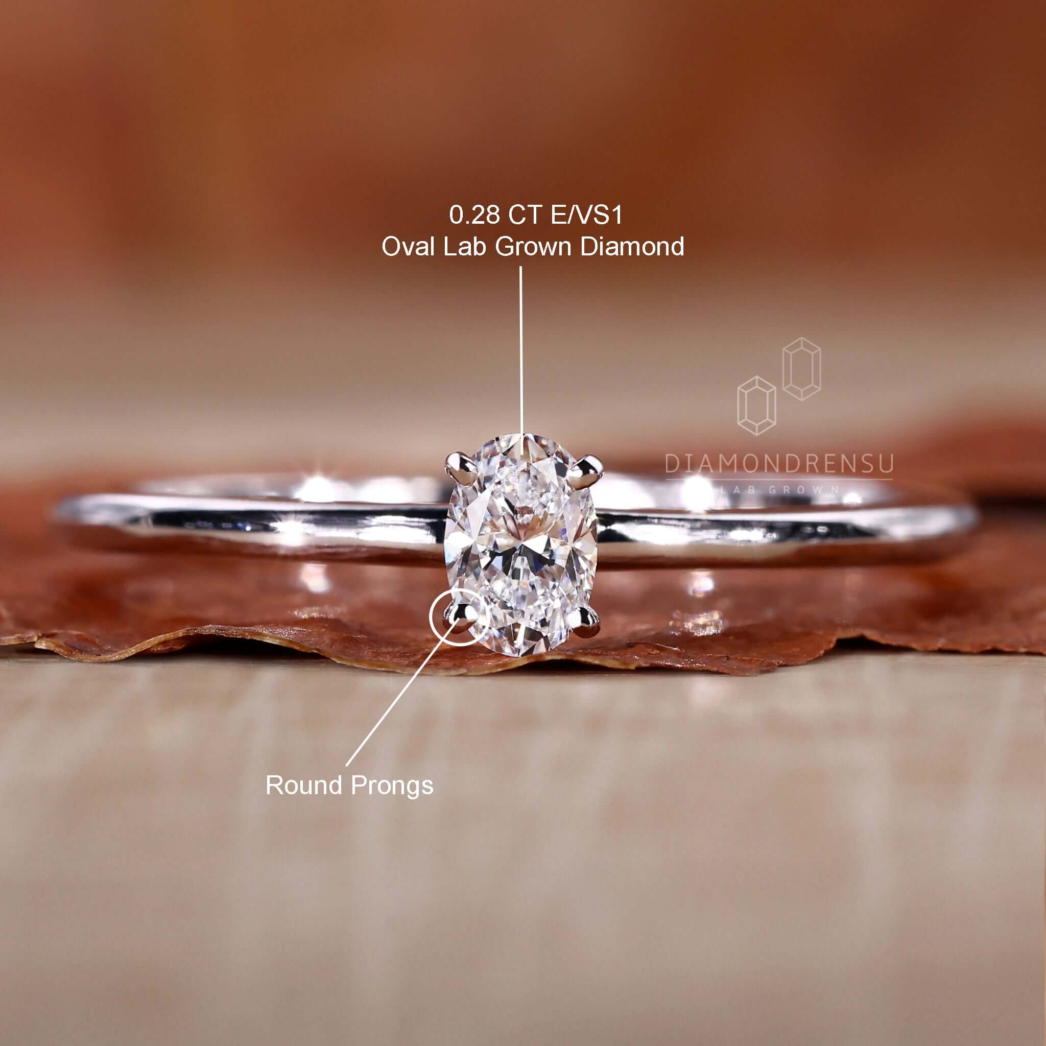 White gold engagement ring featuring a diamondrensu UK ring design, crafted with Lab Grown Diamonds for timeless appeal.