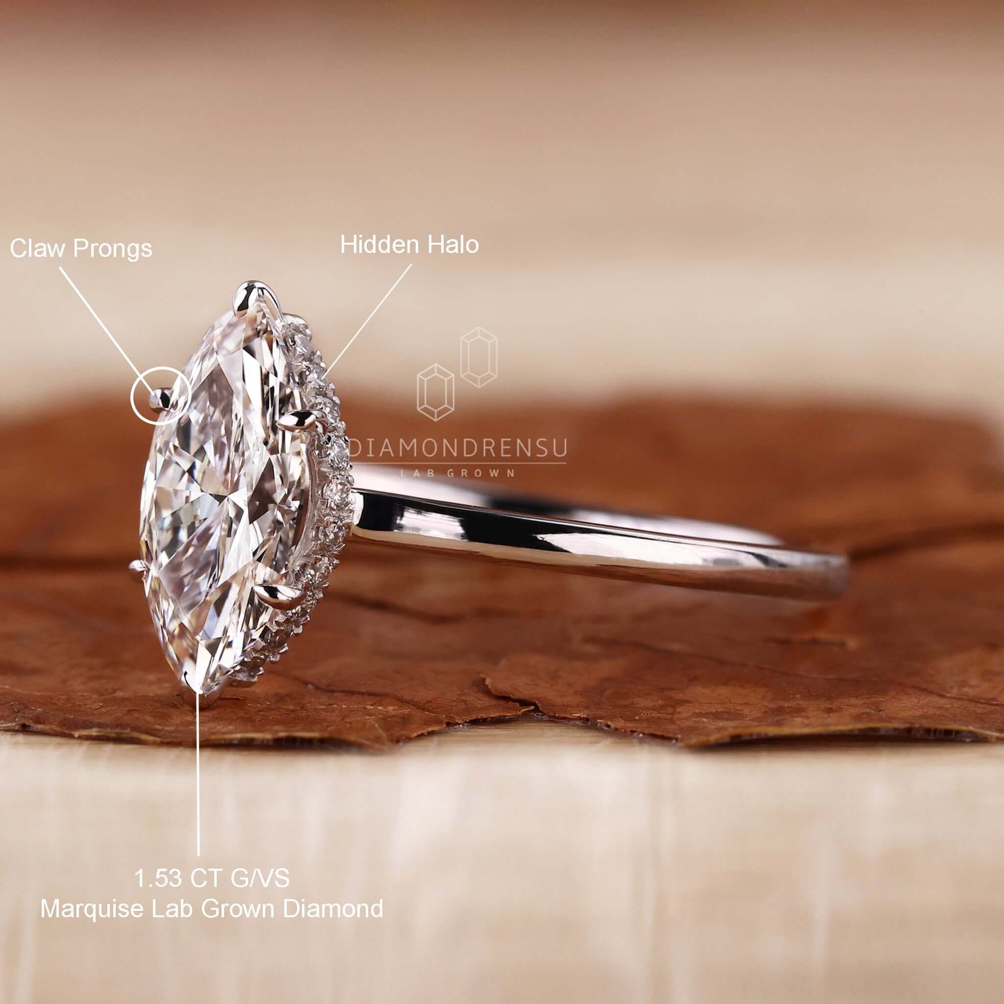 Unique engagement ring crafted with lab grown diamond brilliance.