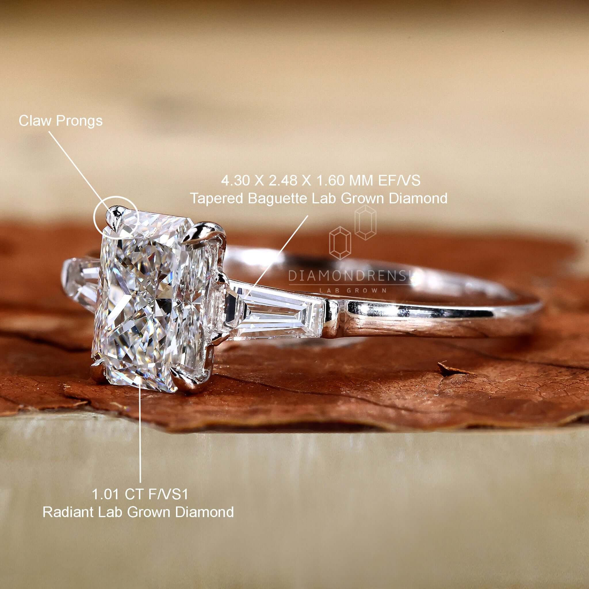 Baguette diamond ring crafted with handmade precision for women.