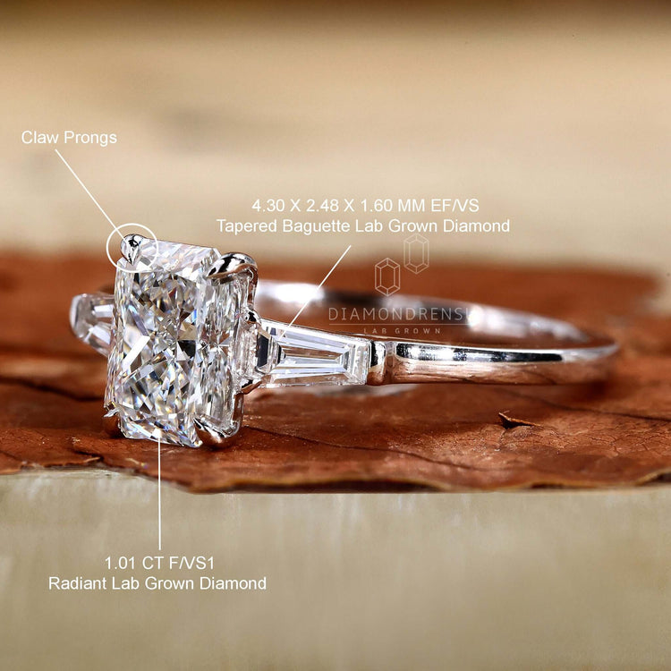 Baguette diamond ring crafted with handmade precision for women.