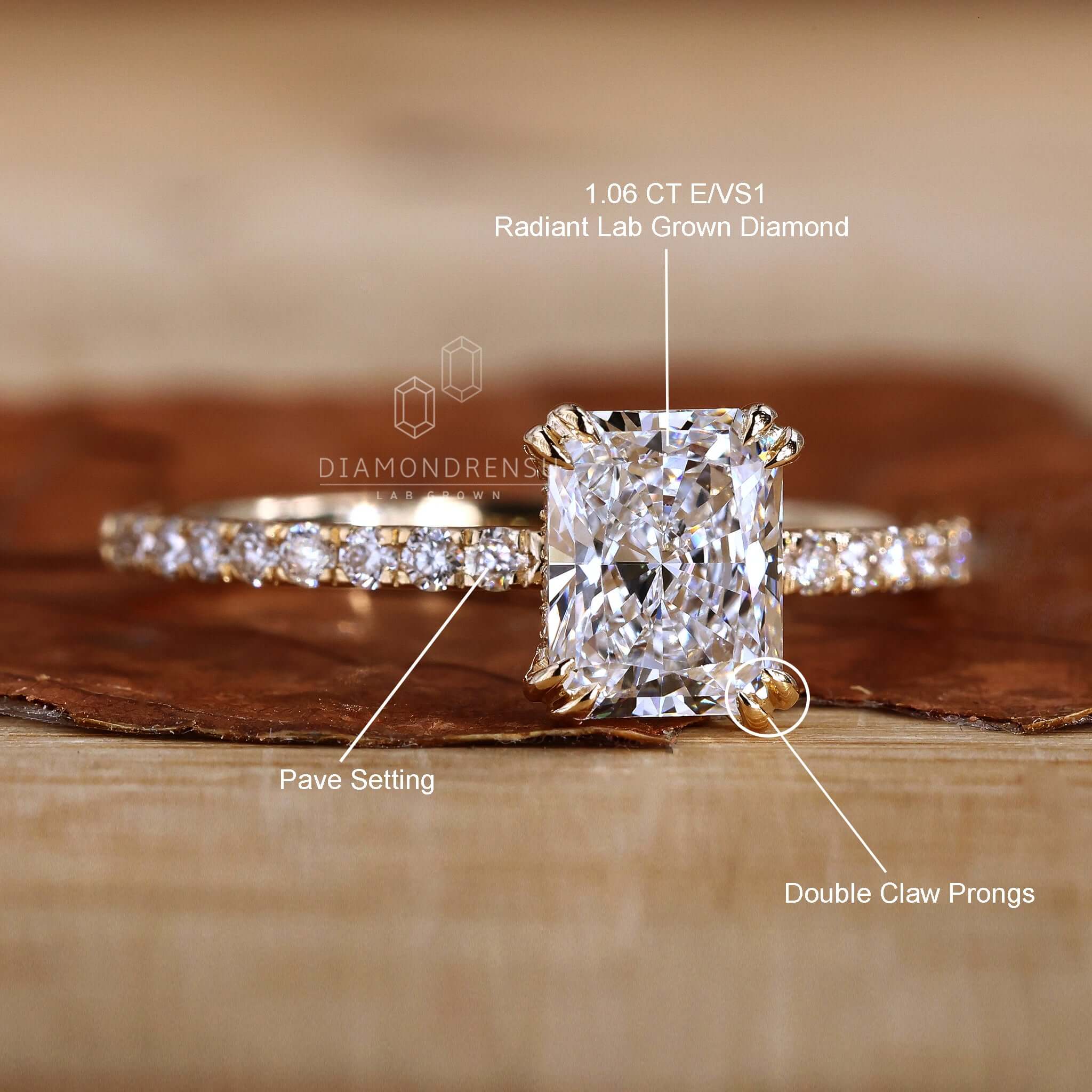 Pave diamond ring in yellow gold, perfect for UK engagement styles.