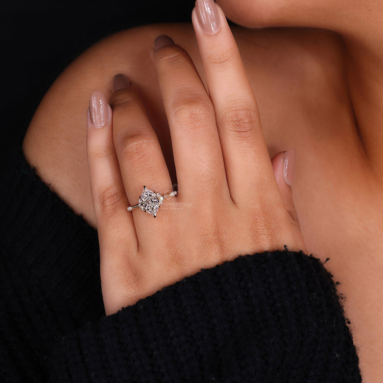 Handmade dutch marquise ring with knife edge shank band.