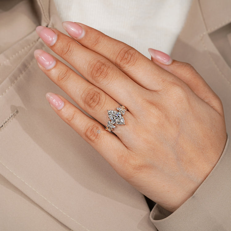 IGI certified marquise diamond engagement ring handmade.