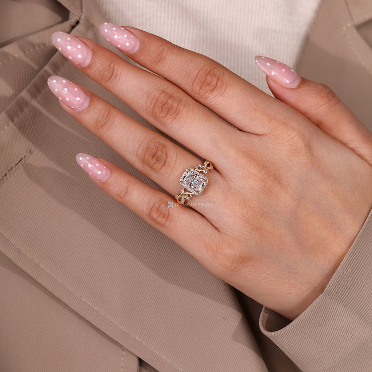 IGI certified radiant cut engagement ring handmade.