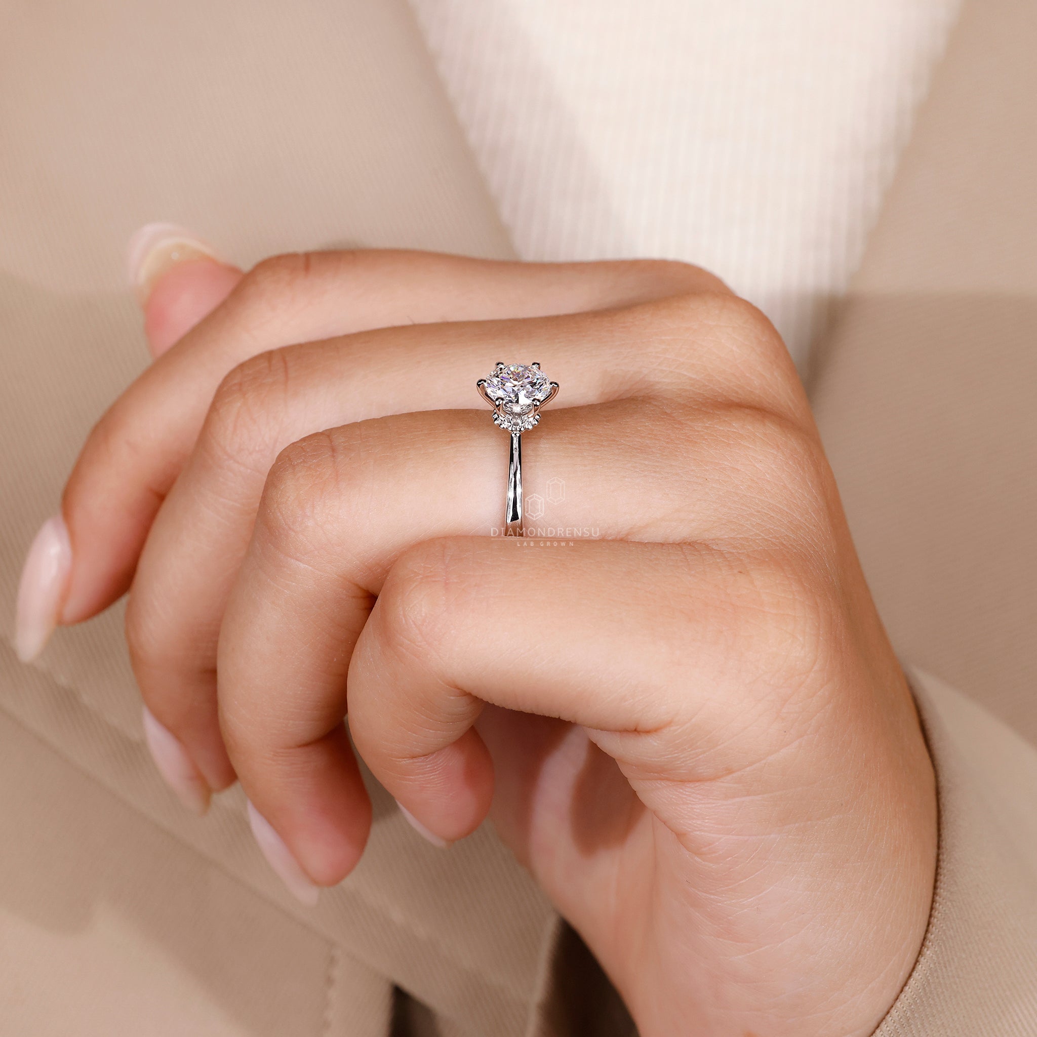 UK engagement ring with lab grown round diamond
