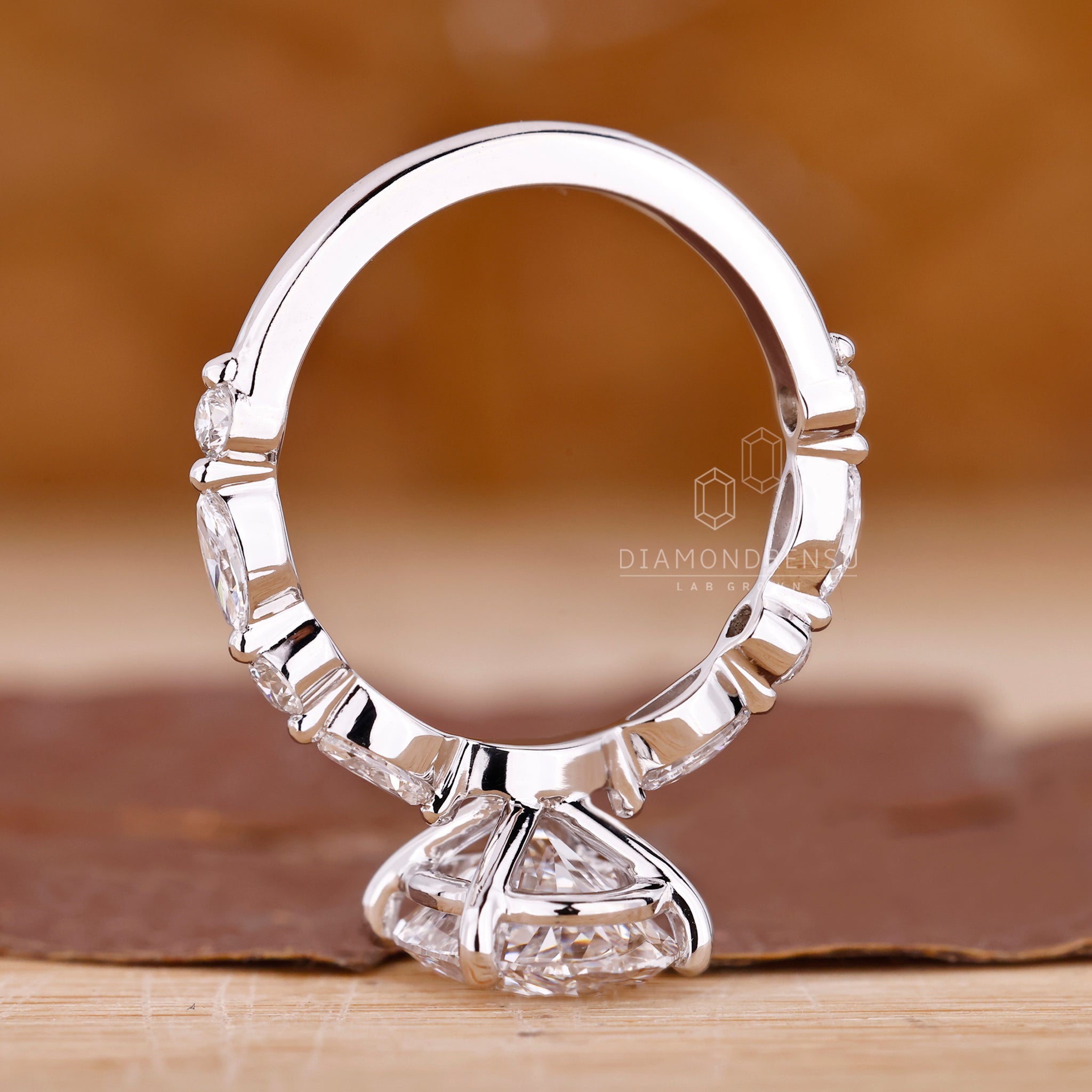 White gold ring with oval lab grown diamond
