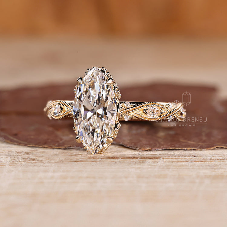 Marquise Engagement Ring in Vintage Style