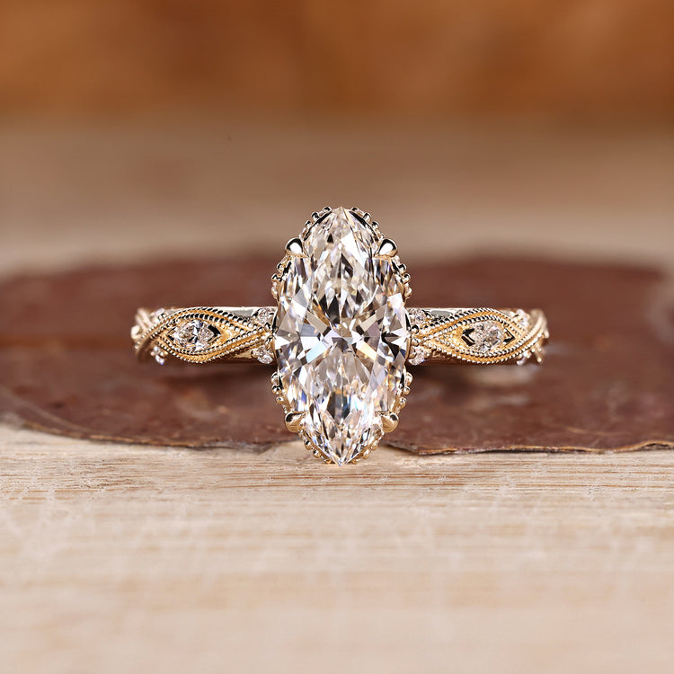 Marquise Engagement Ring in Vintage Style