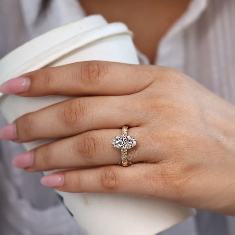 Marquise Engagement Ring in Vintage Style