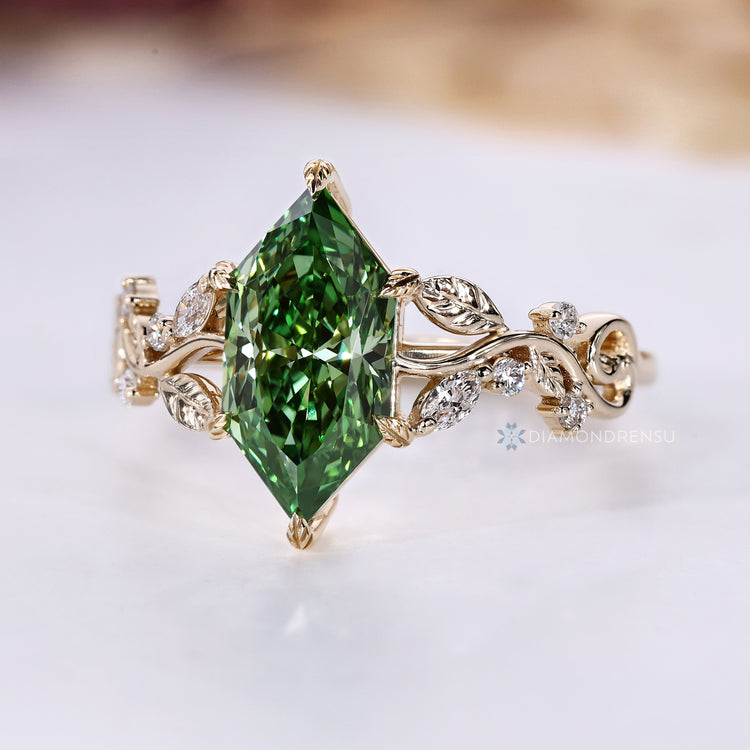 IGI certified Dutch Marquise ring with side stones.