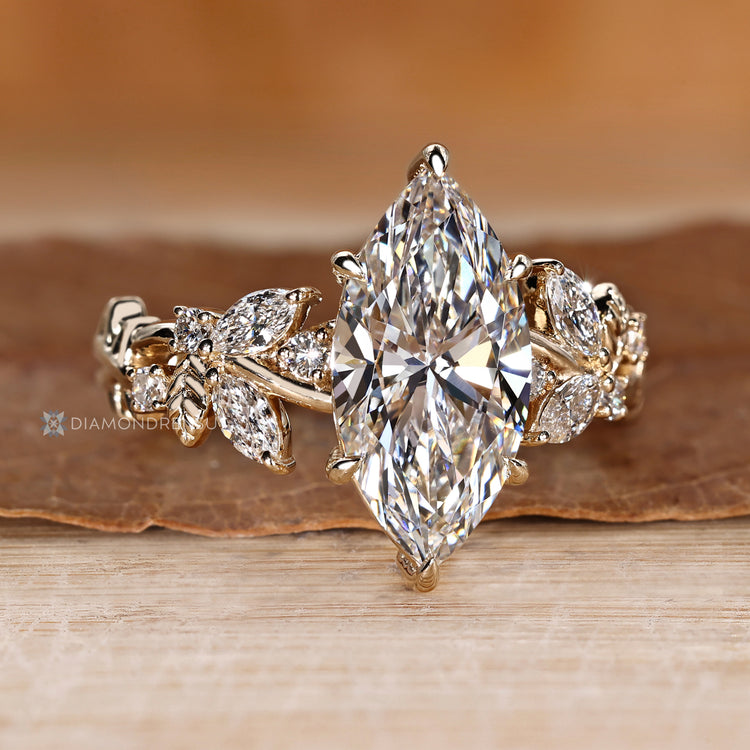 Lab grown diamond ring with marquise centre stone.