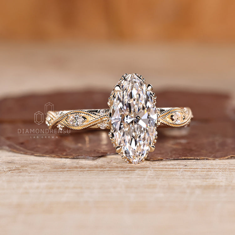 Marquise Engagement Ring in Vintage Style