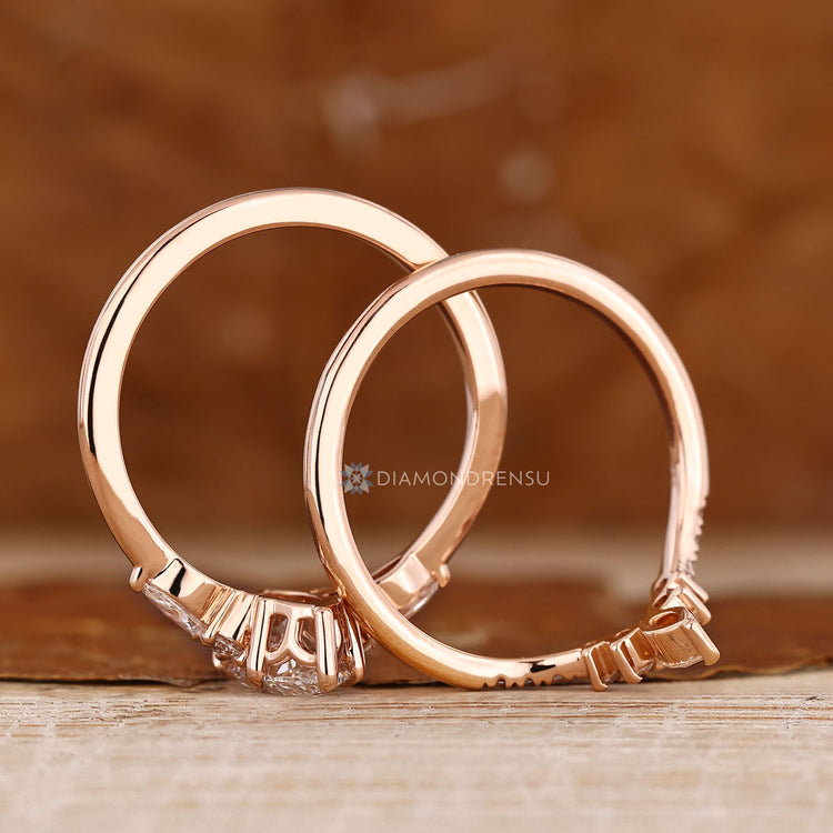 Handmade marquise wedding ring with seven stone style.