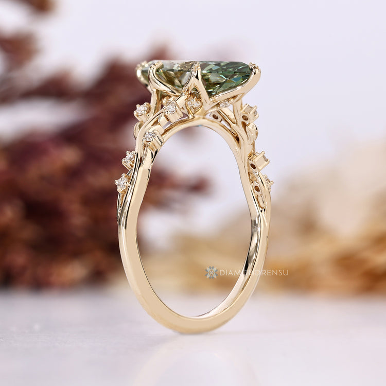 Marquise diamond ring with hidden blue topaz.