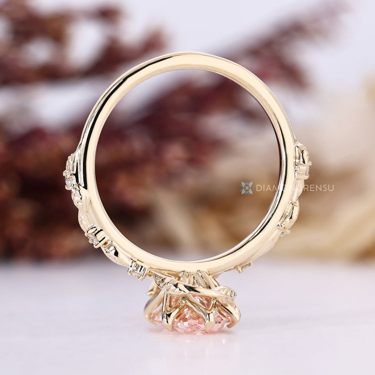 Handmade lab grown diamond ring with bypass setting.