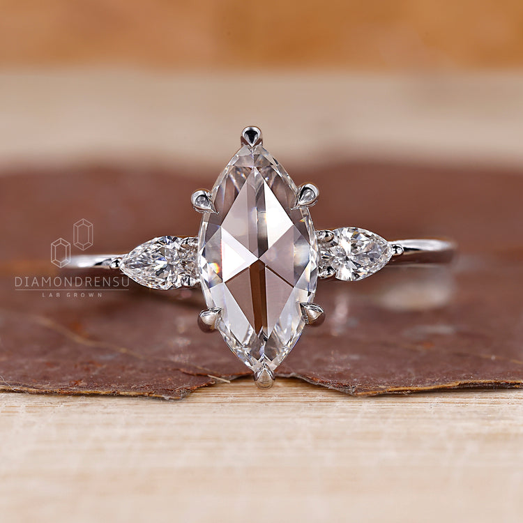 Marquise Rose Cut Ring made with white gold ring design.