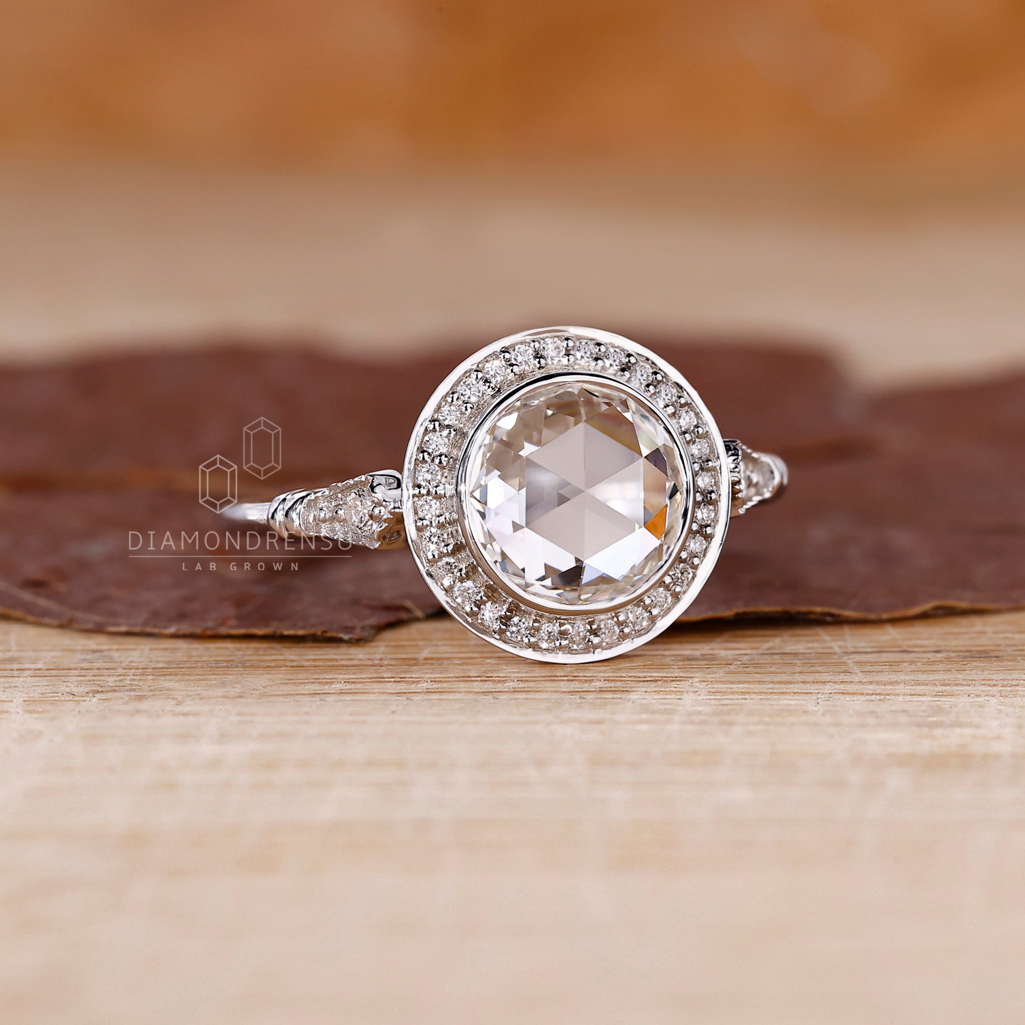 IGI certified diamond ring in white gold finish.