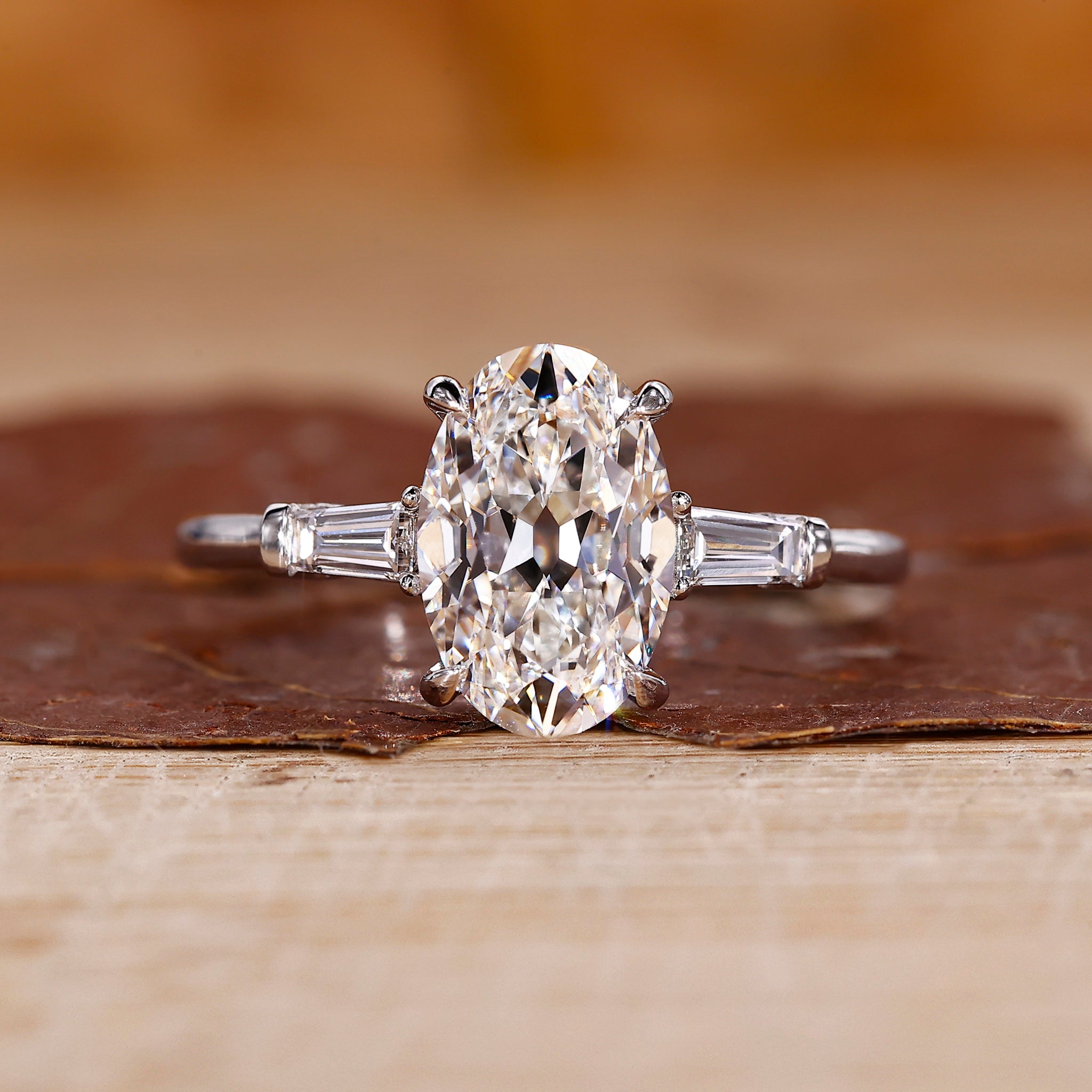 Old European cut diamond engagement ring in white gold