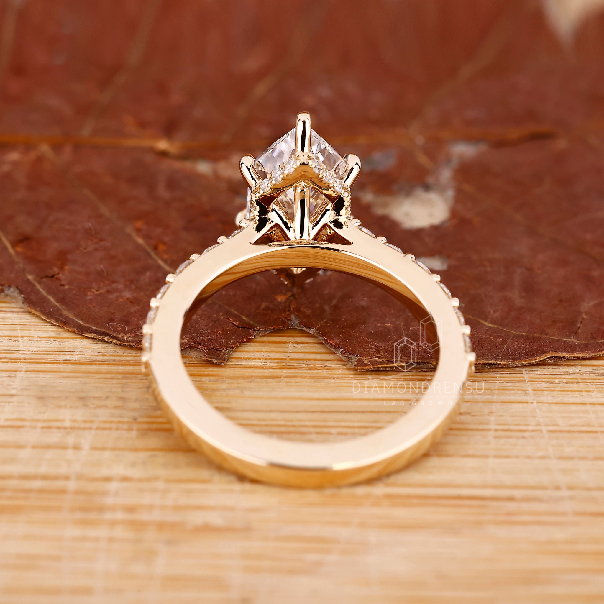 Lab grown Dutch marquise diamond ring