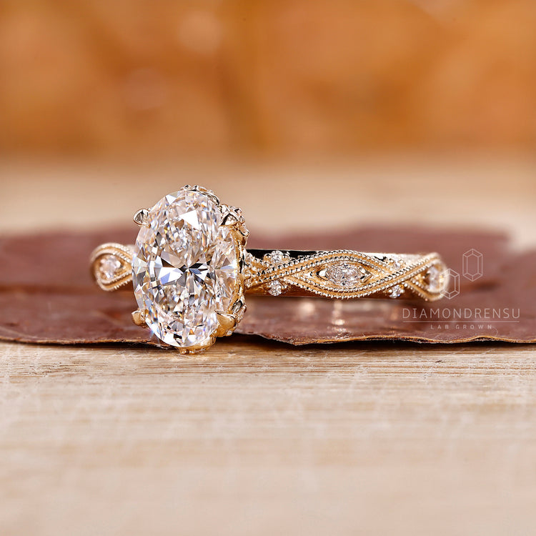 Vintage engagement ring made with marquise and round stones.
