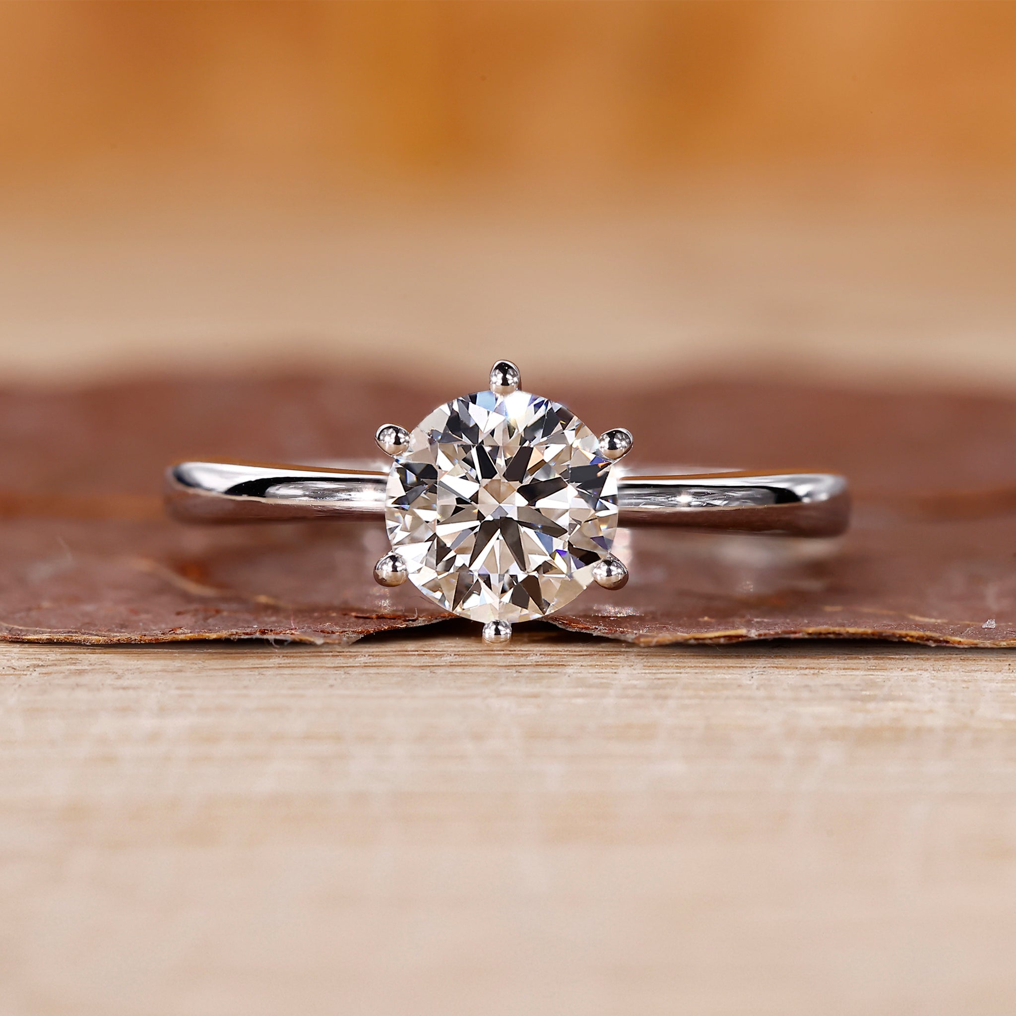 6 prong round cut diamond engagement ring