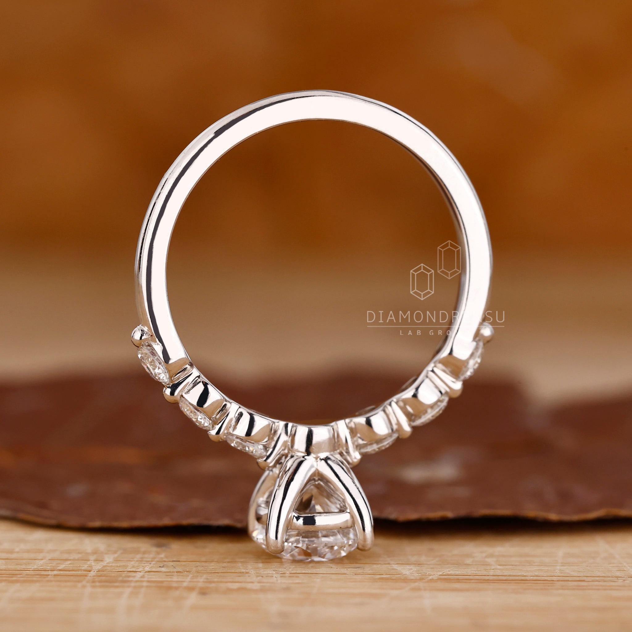 Classic white gold seven diamond ring