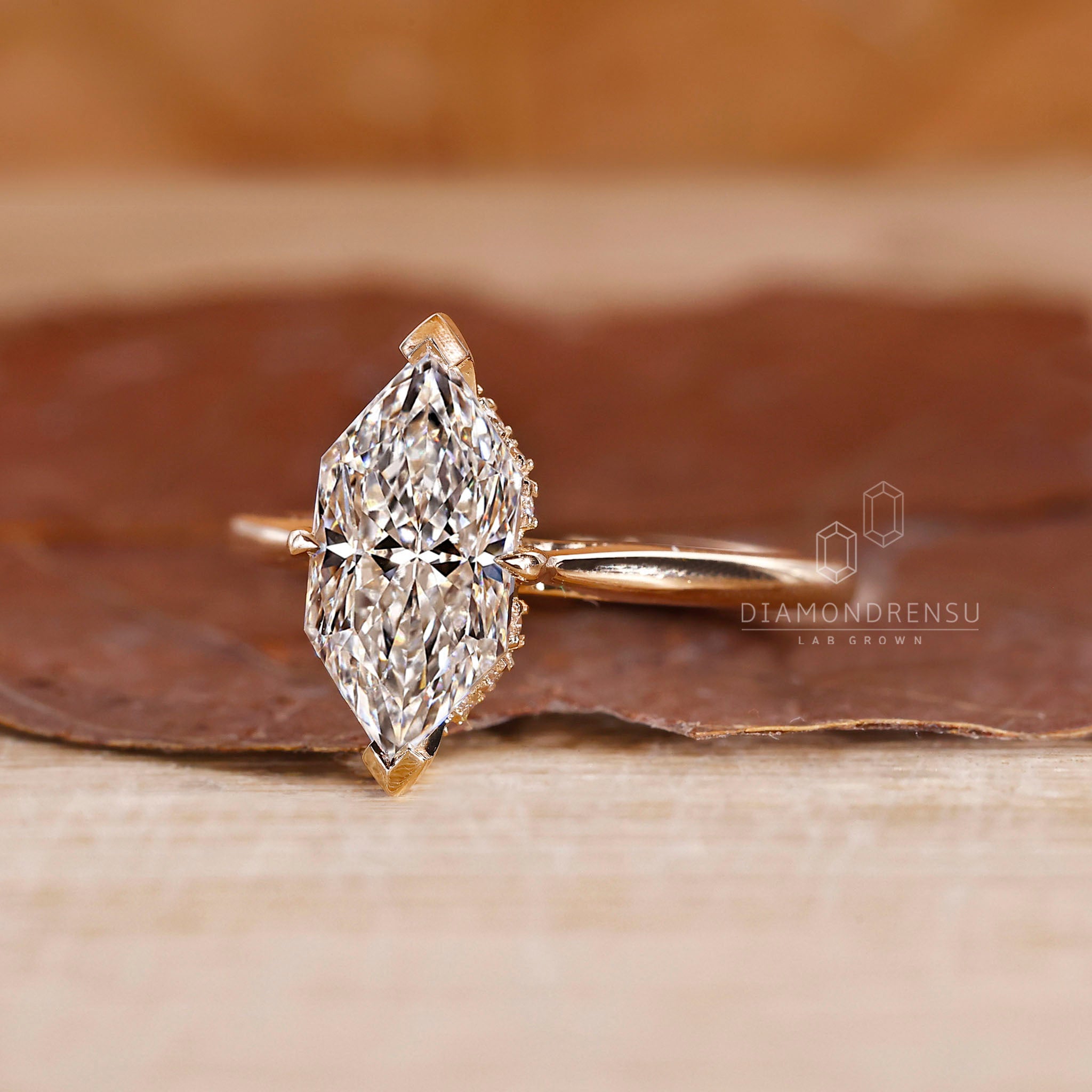 UK engagement ring crafted in hidden halo design.