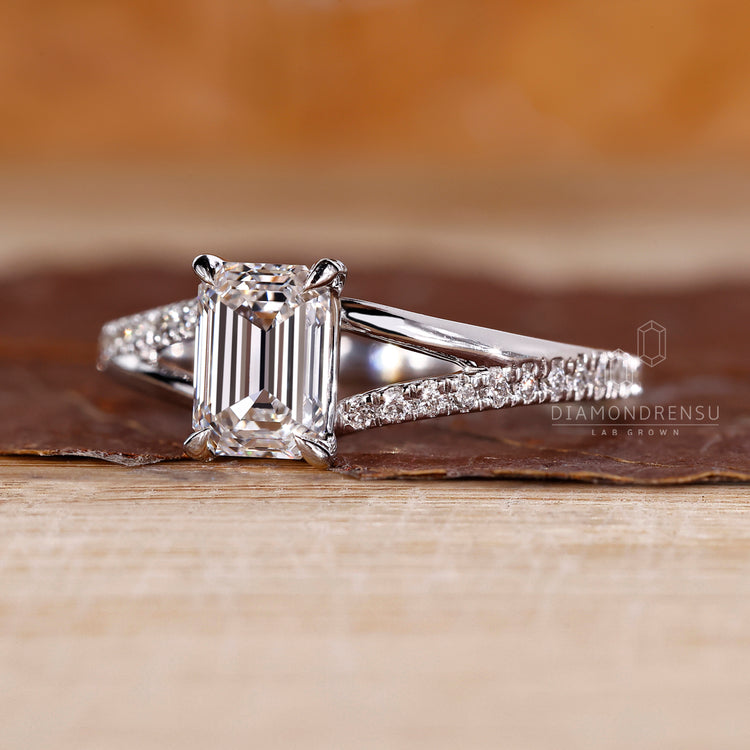 Round pave diamond ring with a smooth finish.