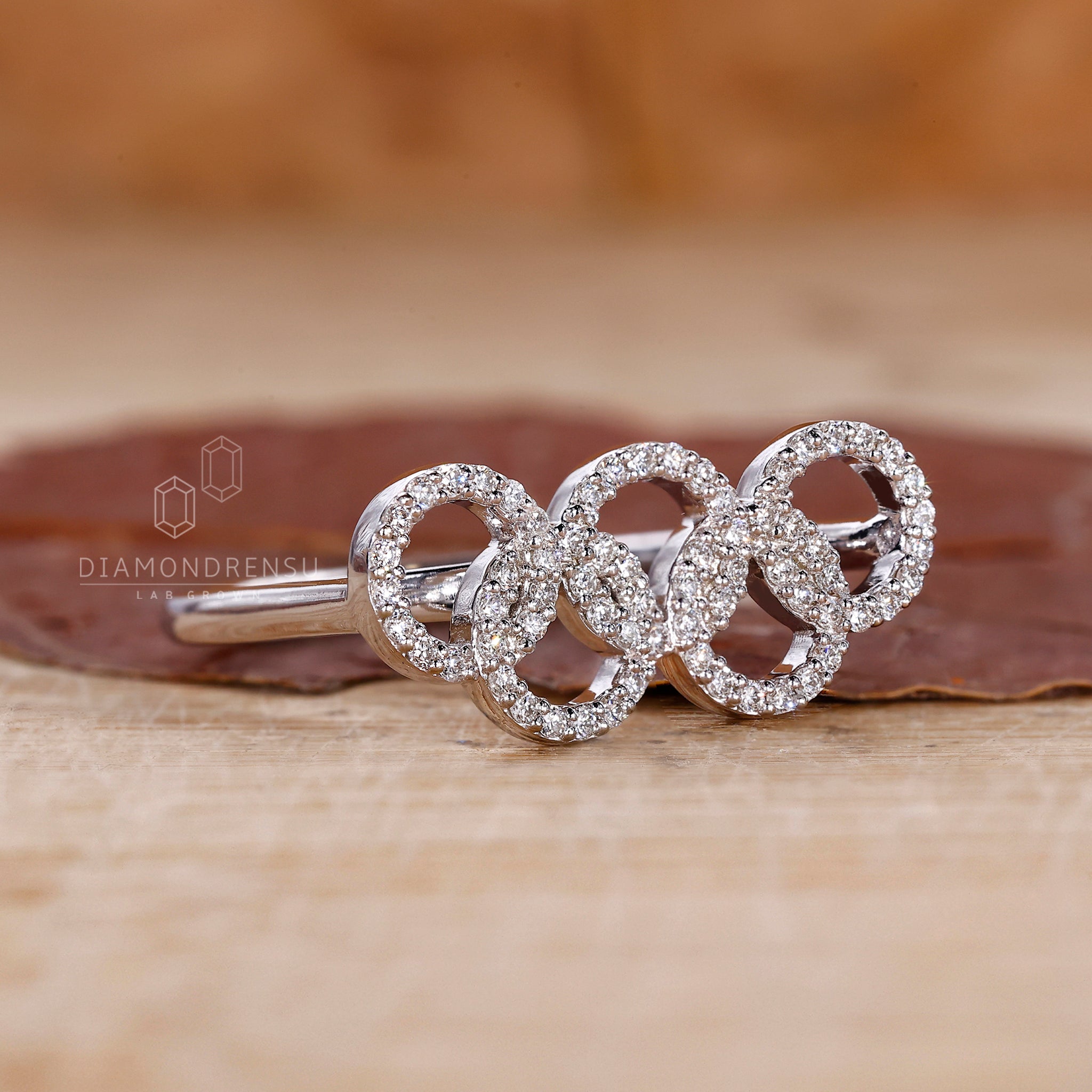 Circle Shaped Ring made with lab grown diamond stones.
