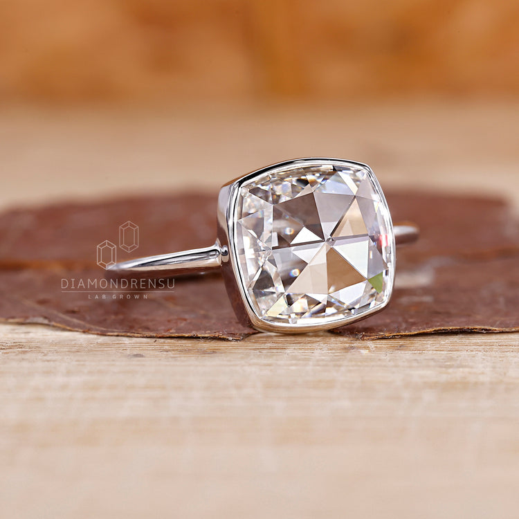 Handmade jewelry ring with bezel setting