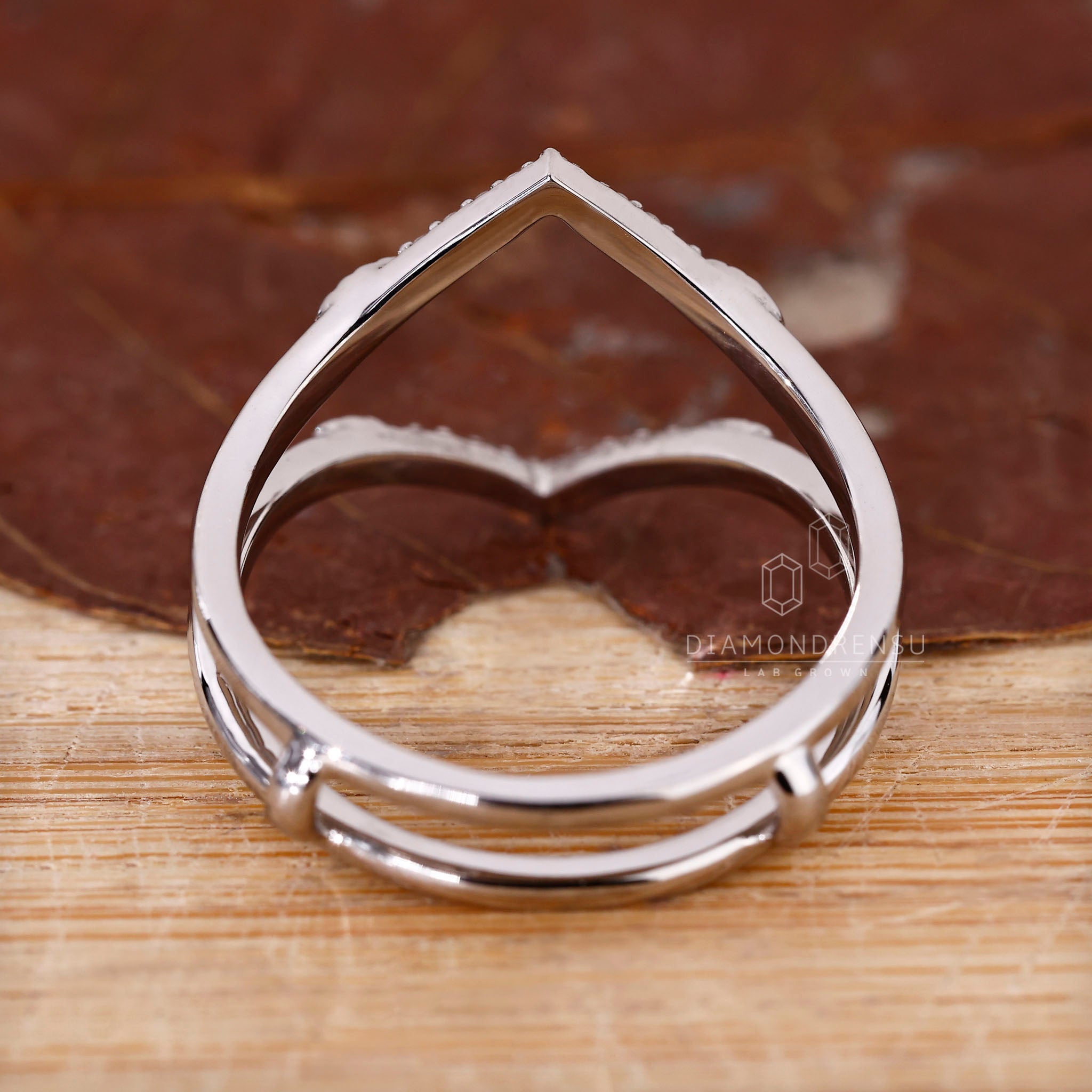 Lab diamond band with wrap guard style.