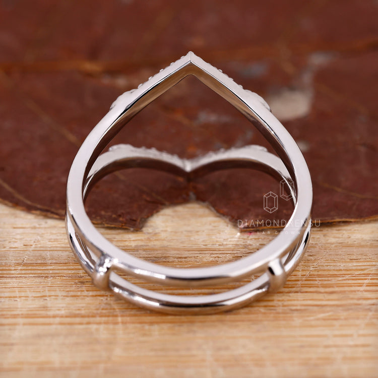 Lab diamond band with wrap guard style.