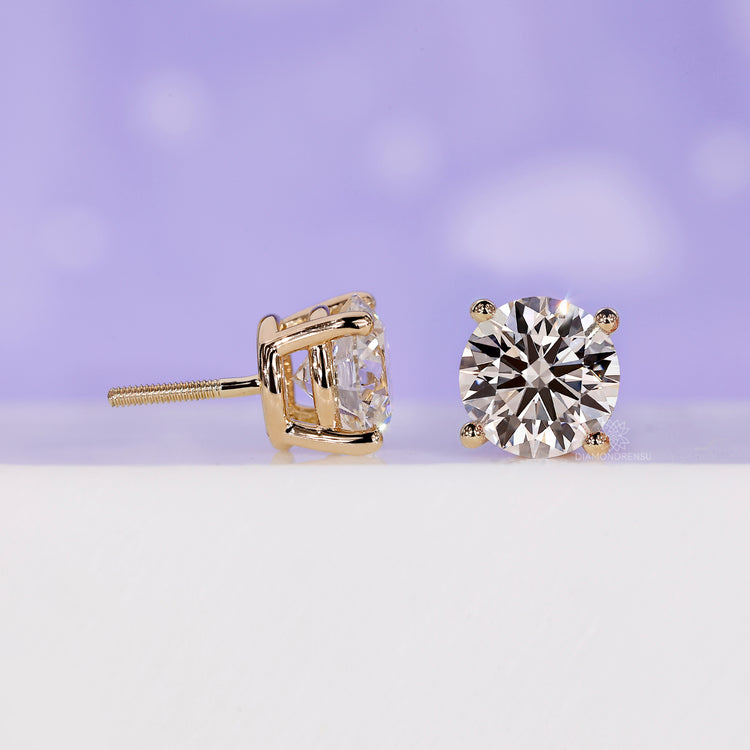 Lab grown diamond earrings with screw back.