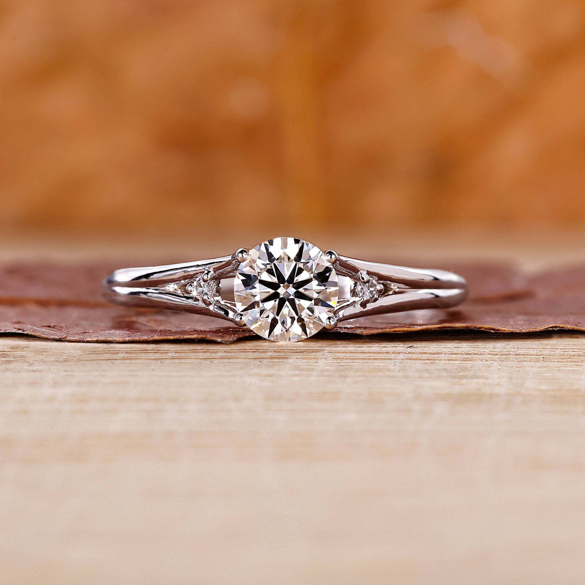 Split Shank Engagement Ring with round diamond center.