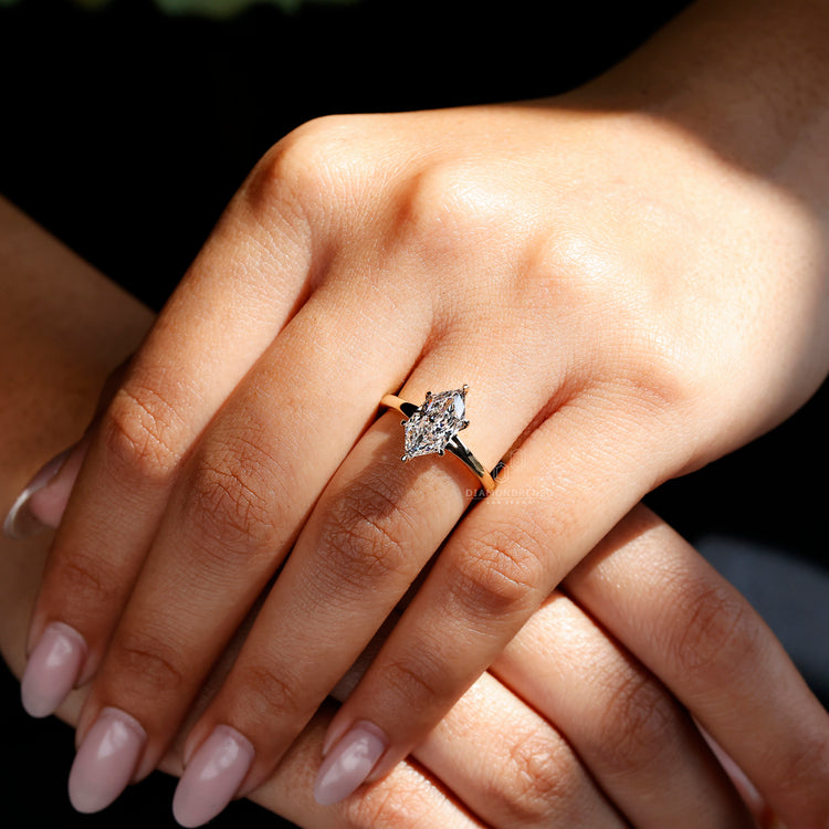 Yellow Gold Engagement Ring crafted in lab grown diamond ring.