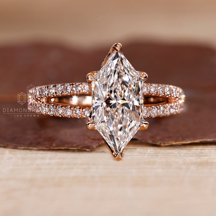 Custom engagement ring crafted with lab grown diamond.