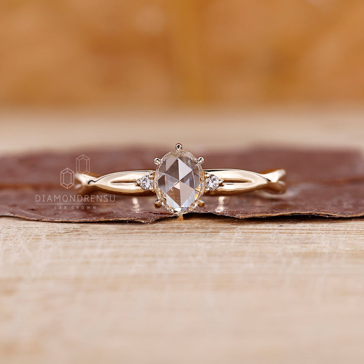 Handmade jewelry ring with oval cut center