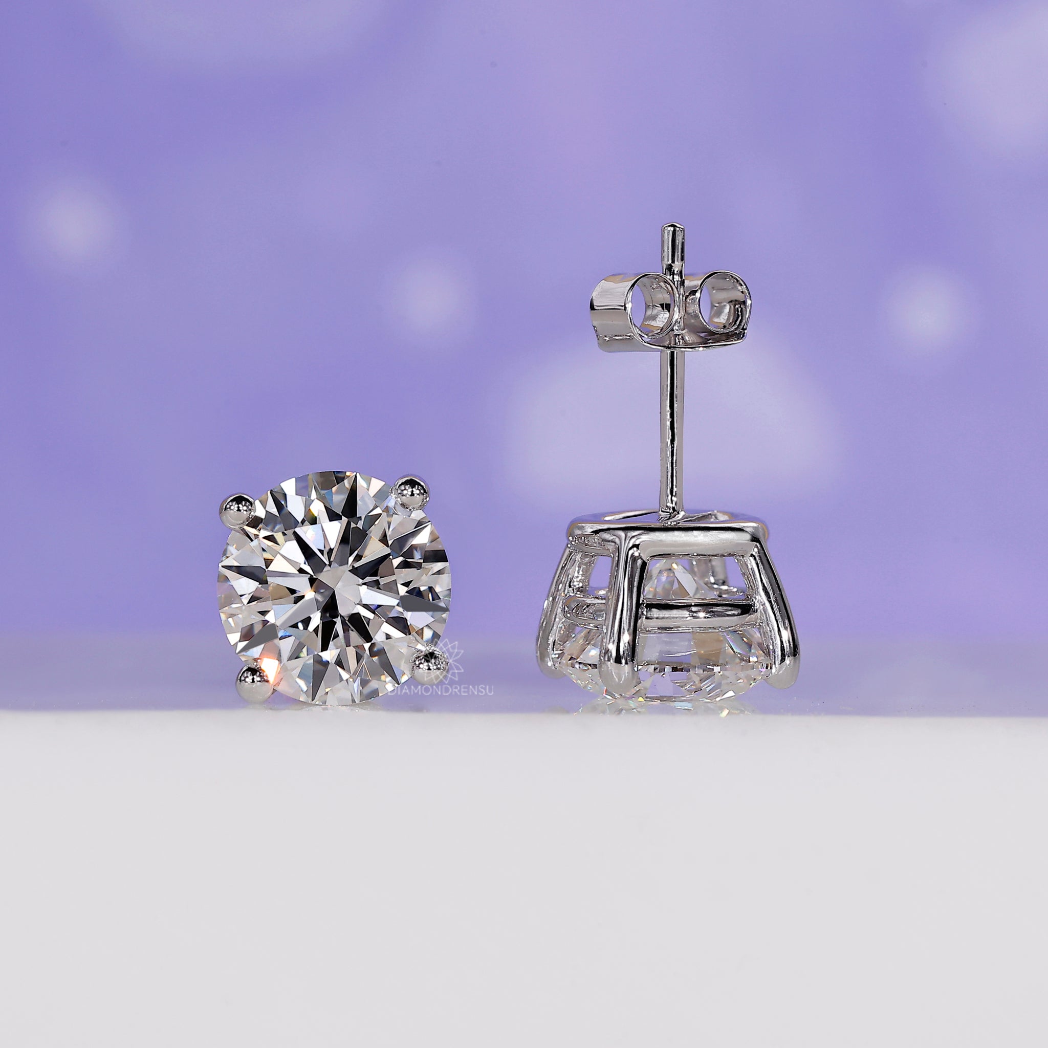 Stud earrings with lab grown diamonds.
