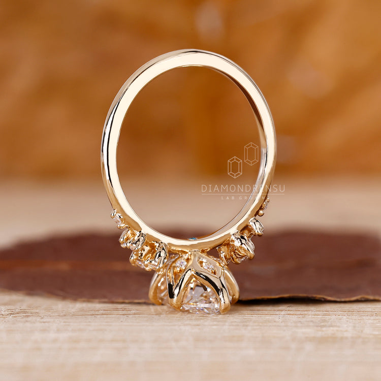 Yellow Gold Engagement Ring made with tulip ring style.
