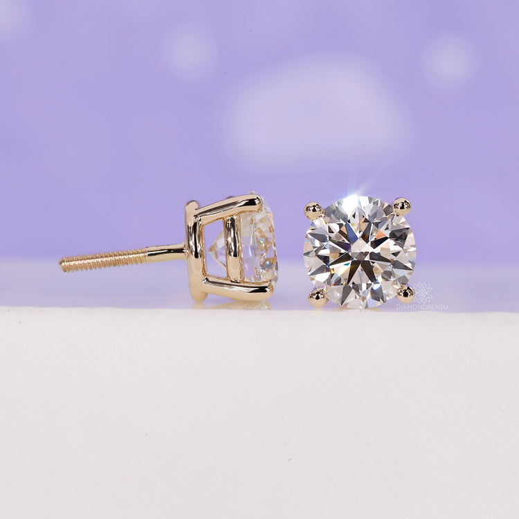 Classic round diamond earrings.
