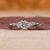 Three stone engagement ring with sparkling round cut diamonds.
 Three stone engagement ring with sparkling round cut diamonds.