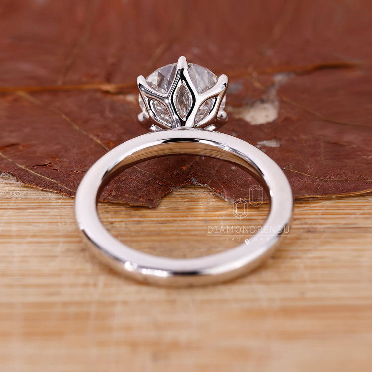 Portuguese cut diamond ring crafted as a custom engagement ring.